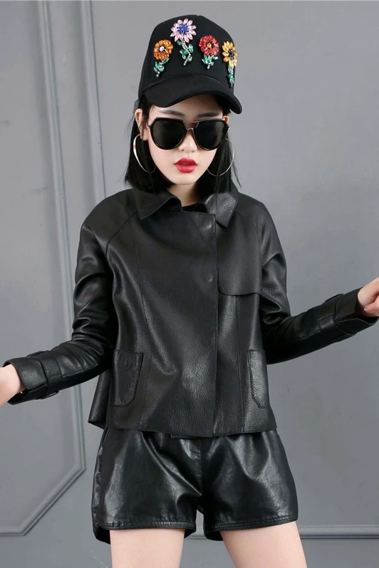 

Women 2020 Spring Autumn Fashion Genuine Leather Jacket Female Real Sheepskin Coat Ladies Short Slim Solid Color Outerwear D77