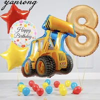 32inch gold digital foil balloon bulldozer helium birthday party decorations kids toy star digital shower globos