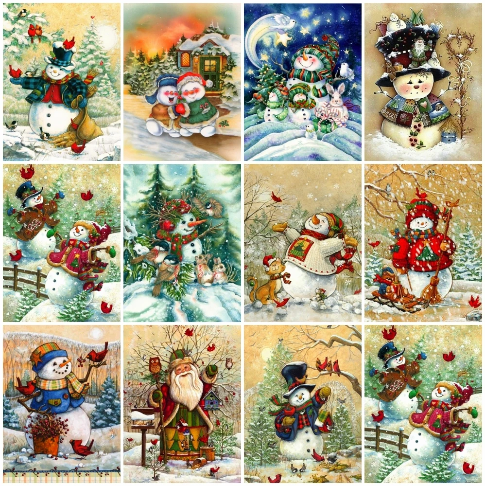 

AZQSD 5D DIY Алмазная картина Снеговик Зимняя картинка Стразы Алмазная вышивка мультяшная мозаика подарок домашний декор