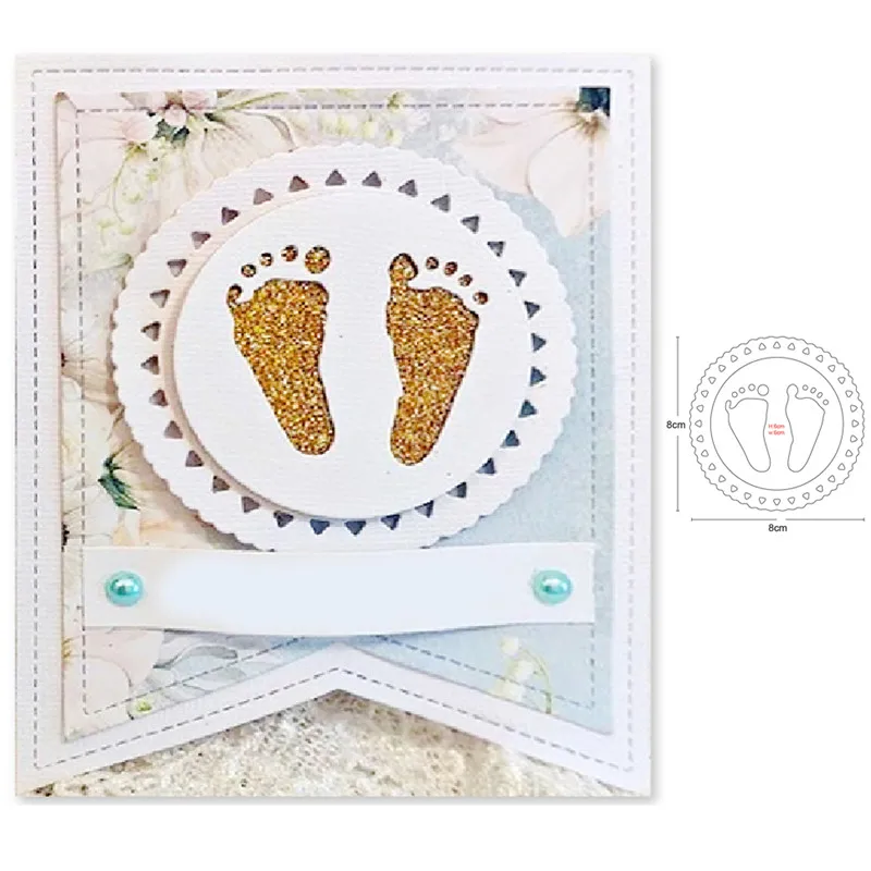 

Customize dies Baby Footprint Lace Circle Frame Metal Cutting Dies Stencils Dies Scrapbooking dies Embossing die cut Craft dies