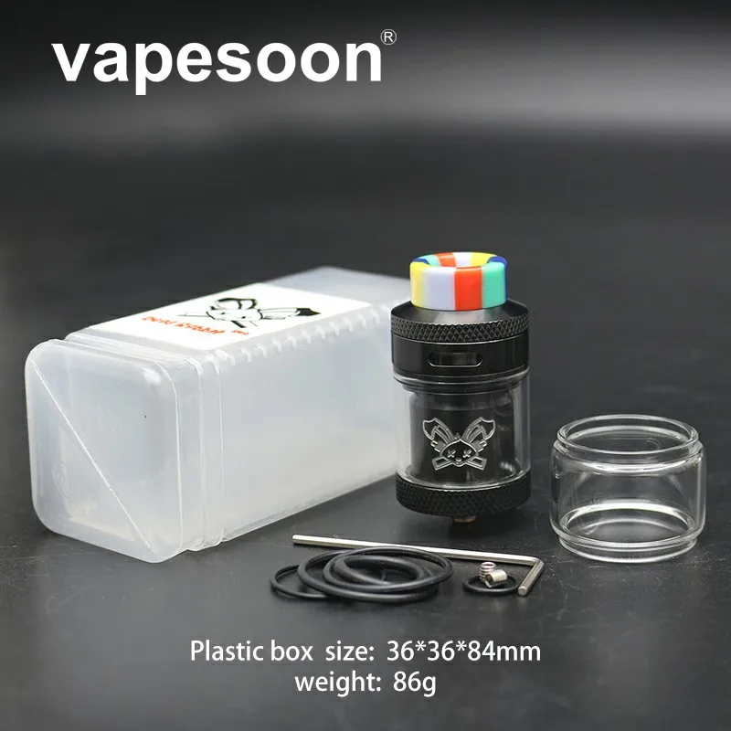 VapeSoon новейший распылитель Dead Rabbit 25 мм RTA 2 мл/4,5 мл с капельным наконечником из смолы одинарный/с двойной катушкой перестраиваемый Vape испаритель черный и серебристый
