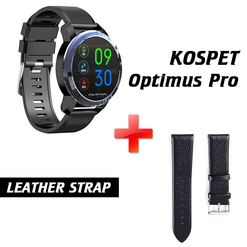 Add Leather Strap Смарт-часы KOSPET Optimus Pro, 3 ГБ, 32 ГБ, две системы, 4G, 800 МП, Android, мА/ч, батарея, IP67, Smatwatch, мужские часы для IOS, Android - Цвет: Add Leather Strap