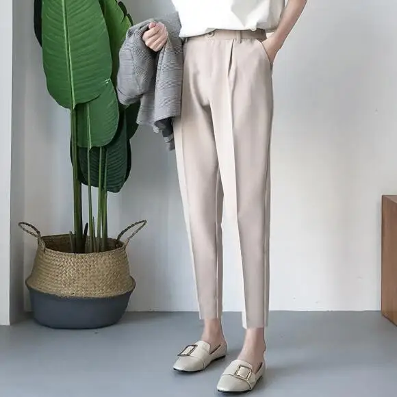 Новинка 2020 летние штаны с высокой талией женские брюки-карандаш штаны-шаровары