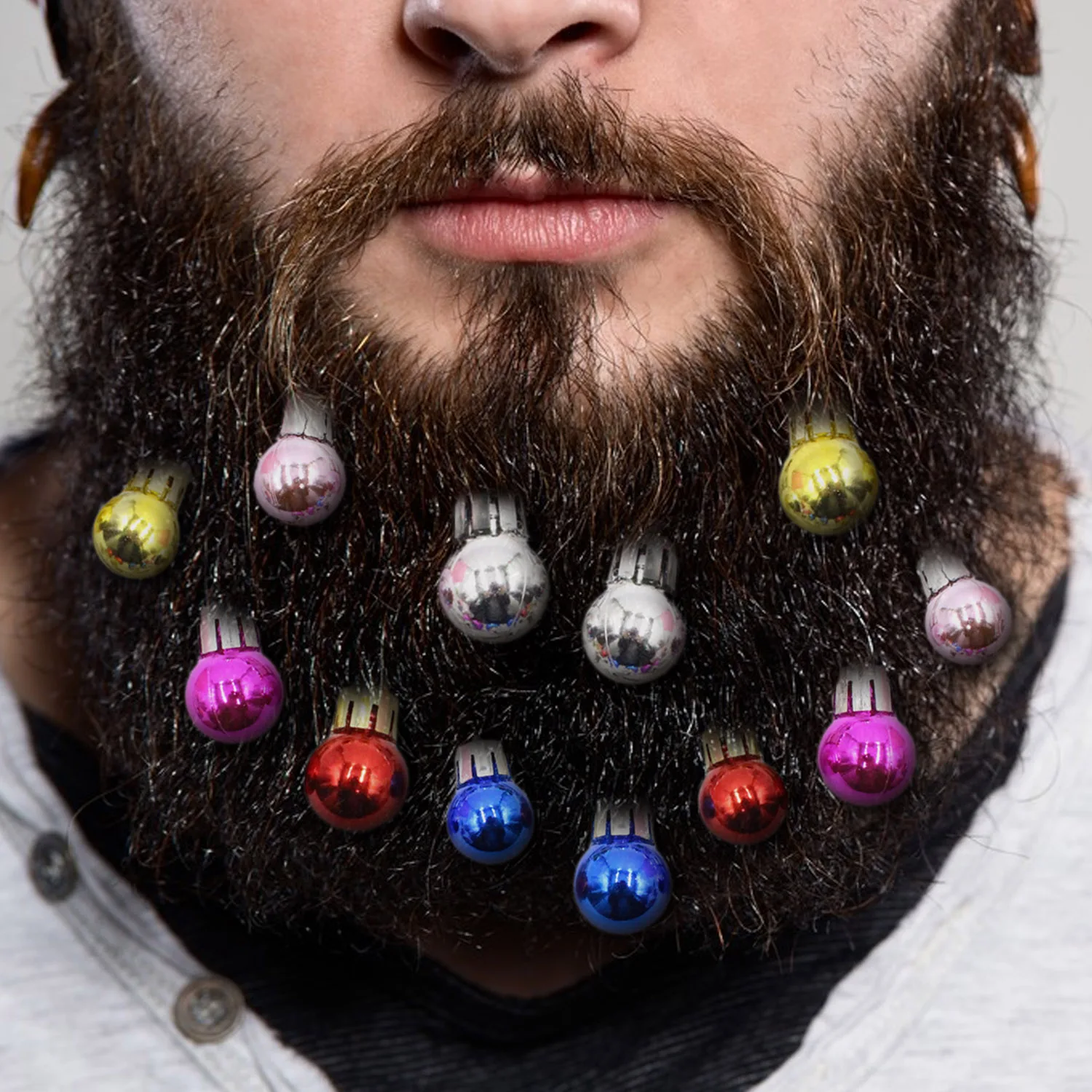 Behogar 12 шт. Рождественская борода заколки для волос на лице рождественские мячики