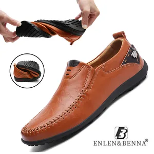 Мокасины мужские кожаные, дышащие, без застежки, лоферы, повседневная обувь для взрослых, большие размеры 38-47