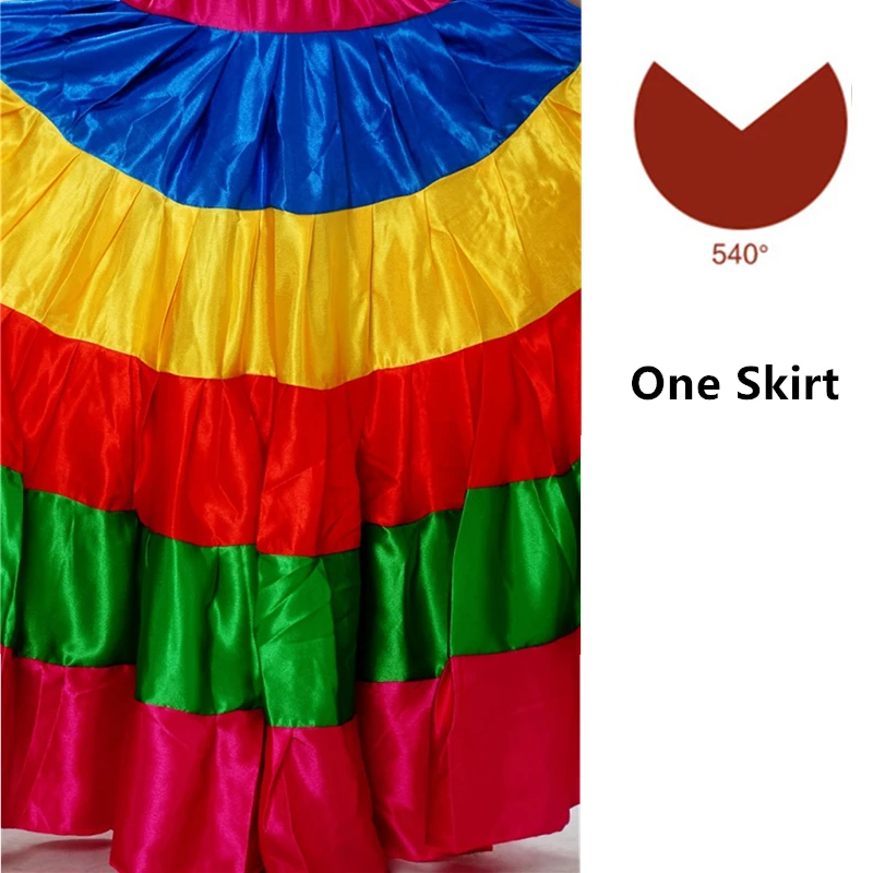 One Skirt 540 Фламенго Испания юбочные танцевальные костюмы цыганские Юбки Женская сценическая одежда для хора испанское Платье Большая танцевальная одежда - Цвет: One Skirt 540