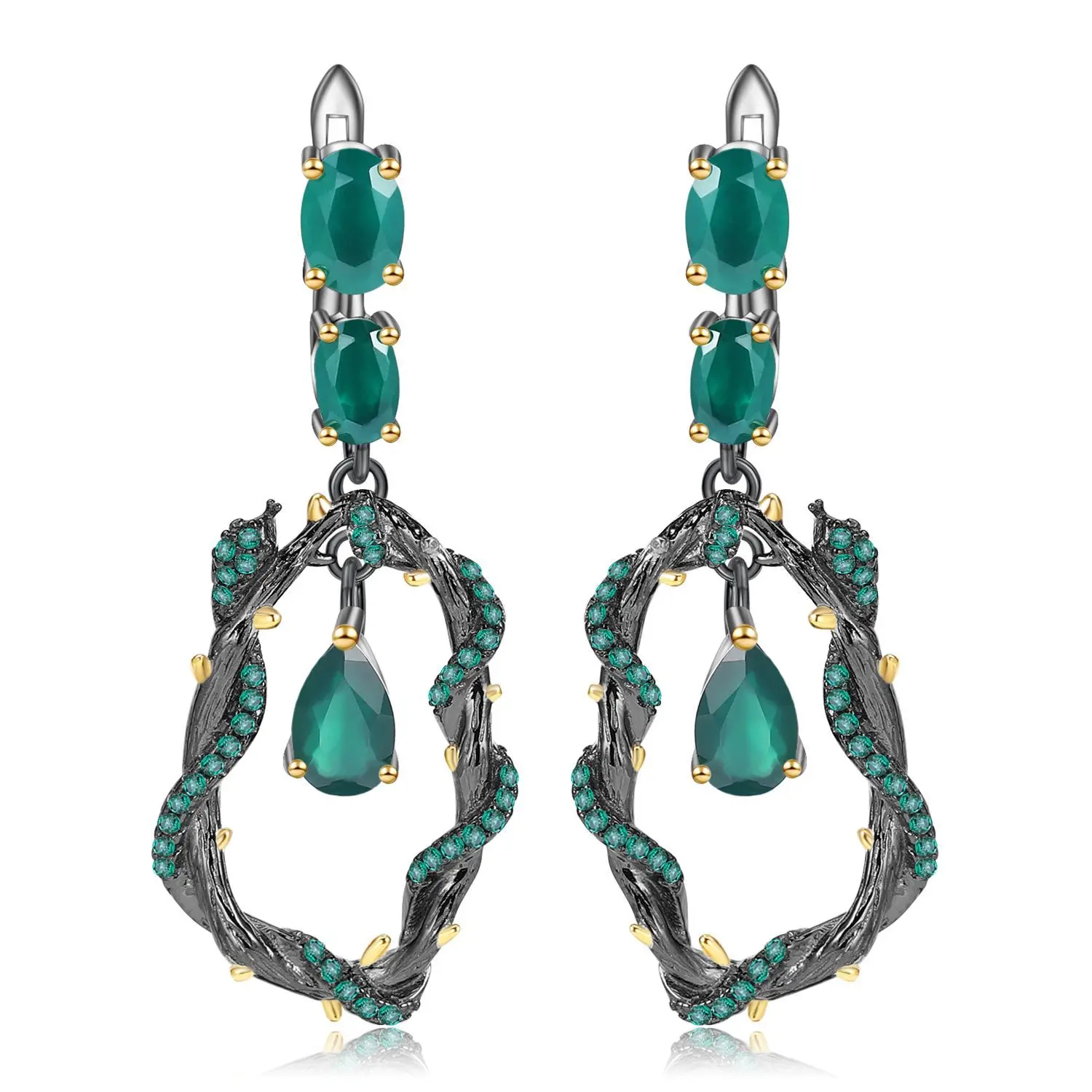 

Jewelry Gemstone Earrings Silver Italian Craft Agate Snake Dangle Earrings for Women earrings for women christmas earrings