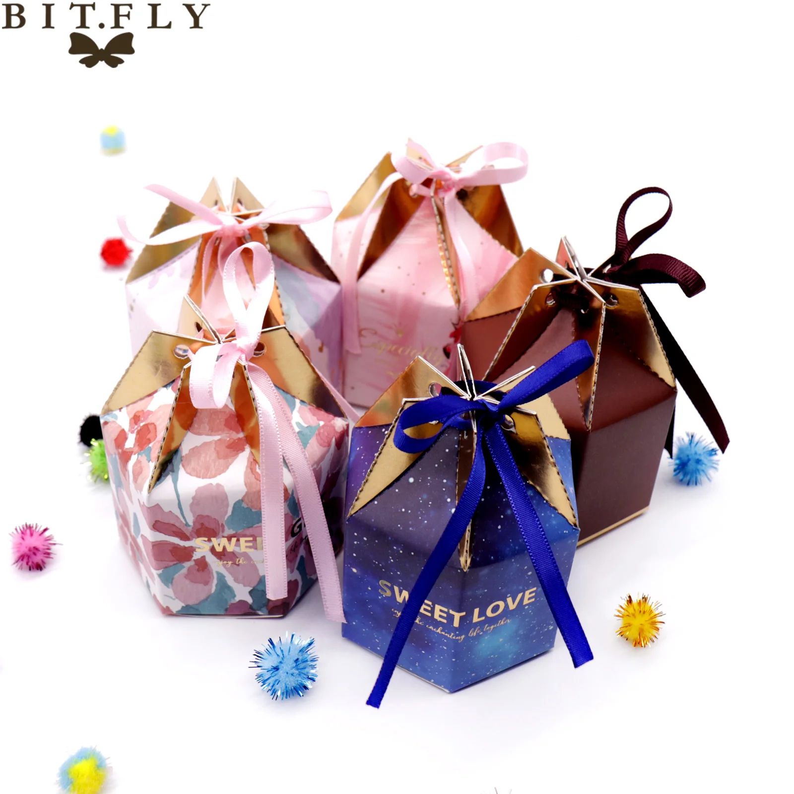 50 шт единорога Фламинго цветок звездное небо конфеты коробки свадьба день