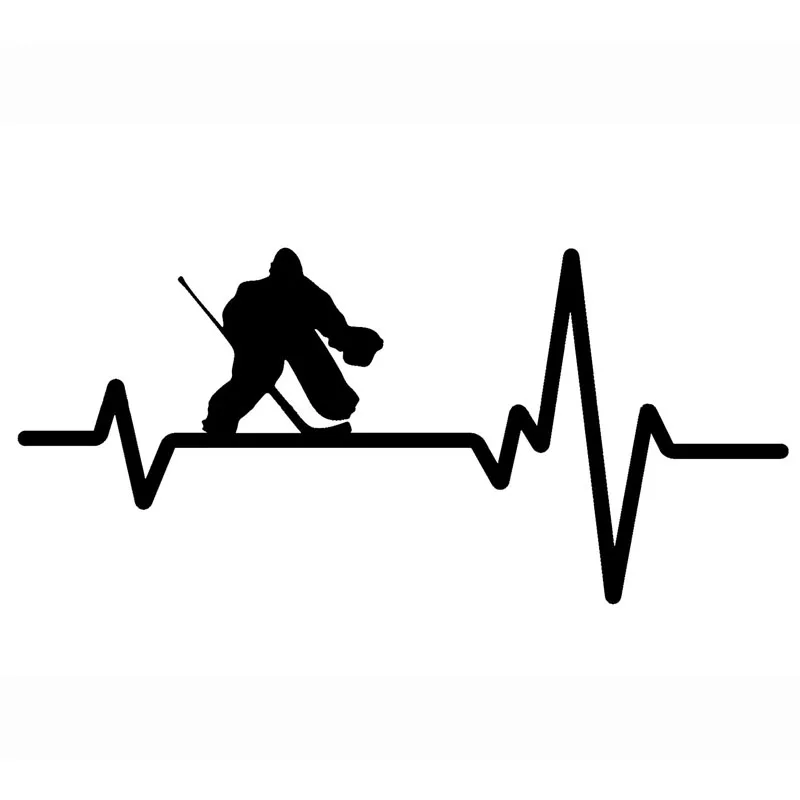 

Fun Hockey Goalie Pad Ice Hockey Heartbeat Line Car Stickers Pvc Personality Sunscreen Waterproof Decals, 16cm * 7cm