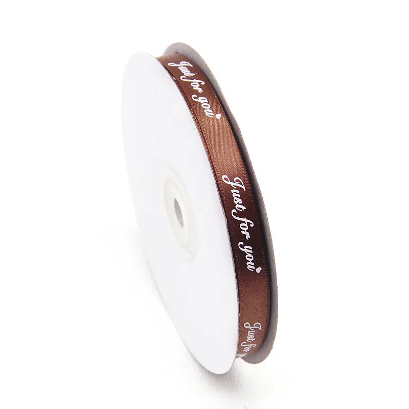 

1cm 45m Ribbon Just For You Polyester Printing With English Letter Wedding Flowers Gift Box Packaging Decoration Red Color Lace