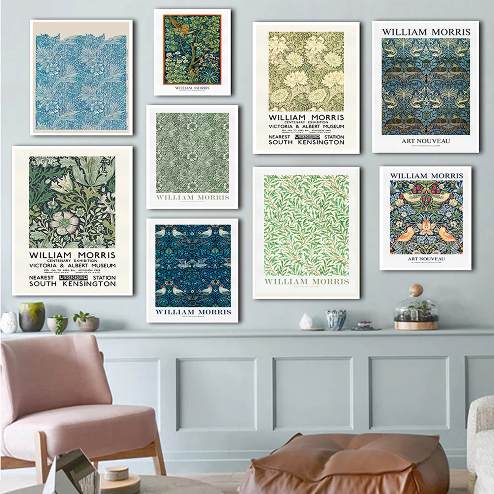 

William Morris Canvas Print The Victoria and Albert Museum Exhibition Poster Flower Pattern Art Nouveau Painting Wall Decor