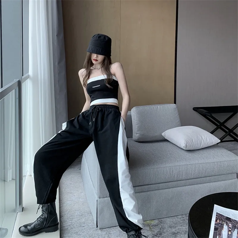 Новинка 2020 модные Светоотражающие повседневные свободные брюки с прострочкой