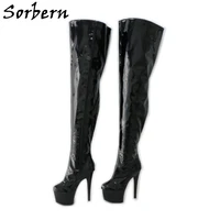 sorbern 17cm pole dance boots women stripper high heels full zipper long boots mid thigh high drag queen shoes custom shoes