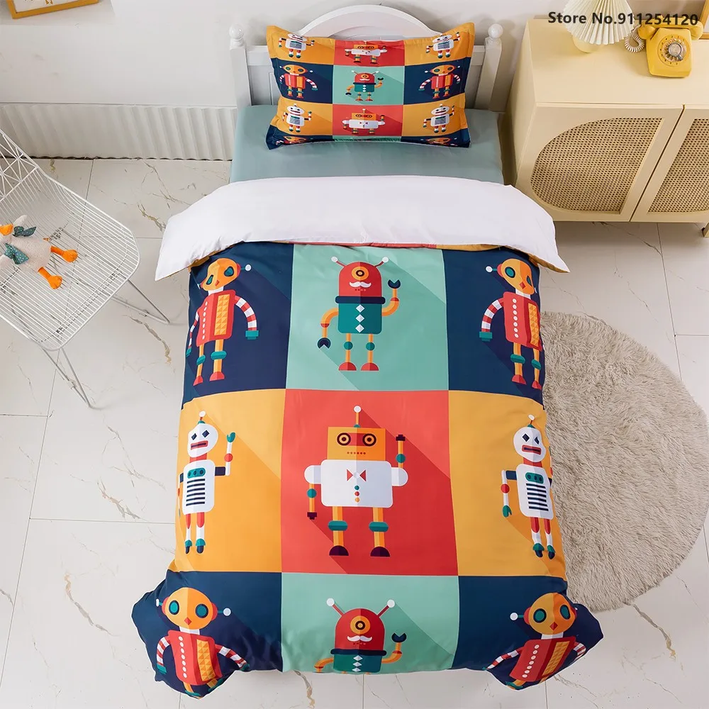 Robot Cartoon Duvet Cover Sets Single Double Queen King Size Luxury Bedroom Quilt Bedding Home Textiles No Sheet | Дом и сад