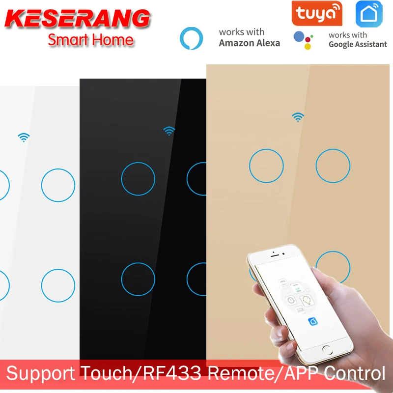 Wi Fi настенный сенсорный выключатель нам не нейтральный провод умный светильник 4