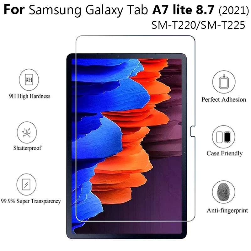 

For Samsung Galaxy Tab A7 Lite SM-T225 T220 8.7inch Screen Protective Film Anti-Scratch 9H Hardness Tablet Tempered Glass 2021