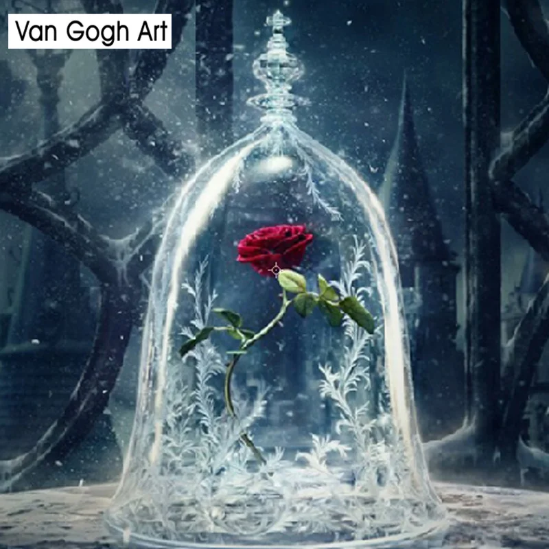 Алмазная вышивка DIY Картина Красная роза цветок лед красота и чудовище алмазная