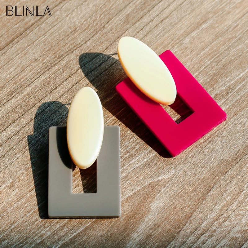 Женские корейские серьги подвески BLINLA большие геометрические висячие из смолы в