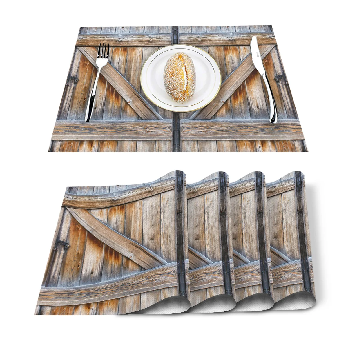 4 6 штук в партии комплект Коврики на стол страна двери сарая дерево напечатано