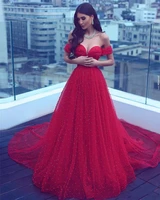 saudi arabia off the shoulder red crystals pearl beading prom dress sexy sweetheart evening gowns 2020 prom dresses