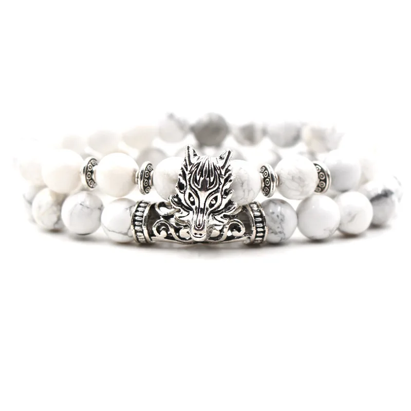 Женский браслет из вулканических камней белый искусственных Винтажный дизайн