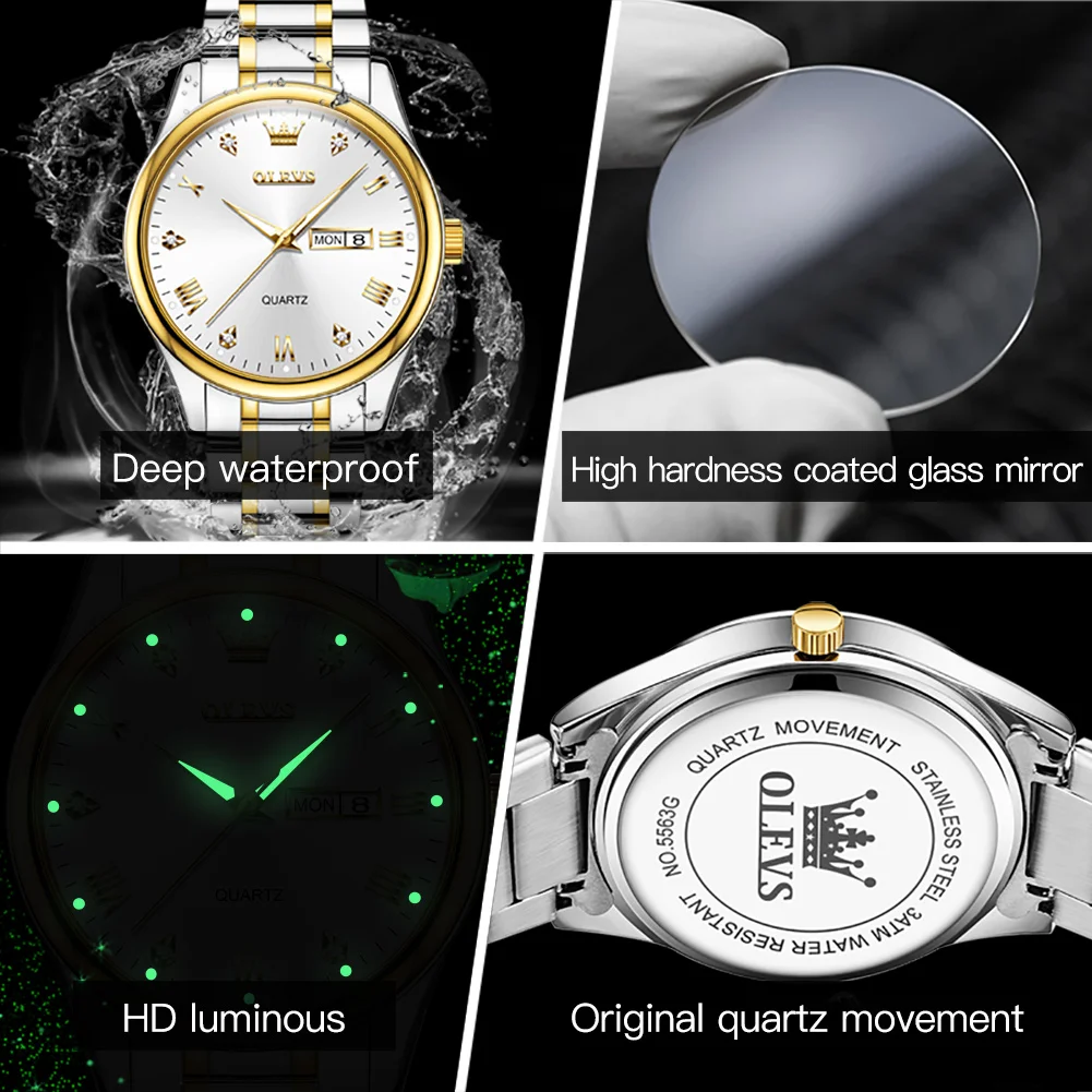

OLEVS Watch for Men Business Quartz Wristwatches Top Brand Luxury Stainless Steel Strap Waterproof Wristwatch Gifts for Men