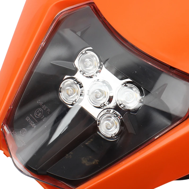 

12V LED Motorcycle Headlight Fairing Headlamp E8 Emark for KTM SX-F SX EXC XC-W XC-F WR DRZ KLX KX YZ F Dirt Bike Fairing Mask