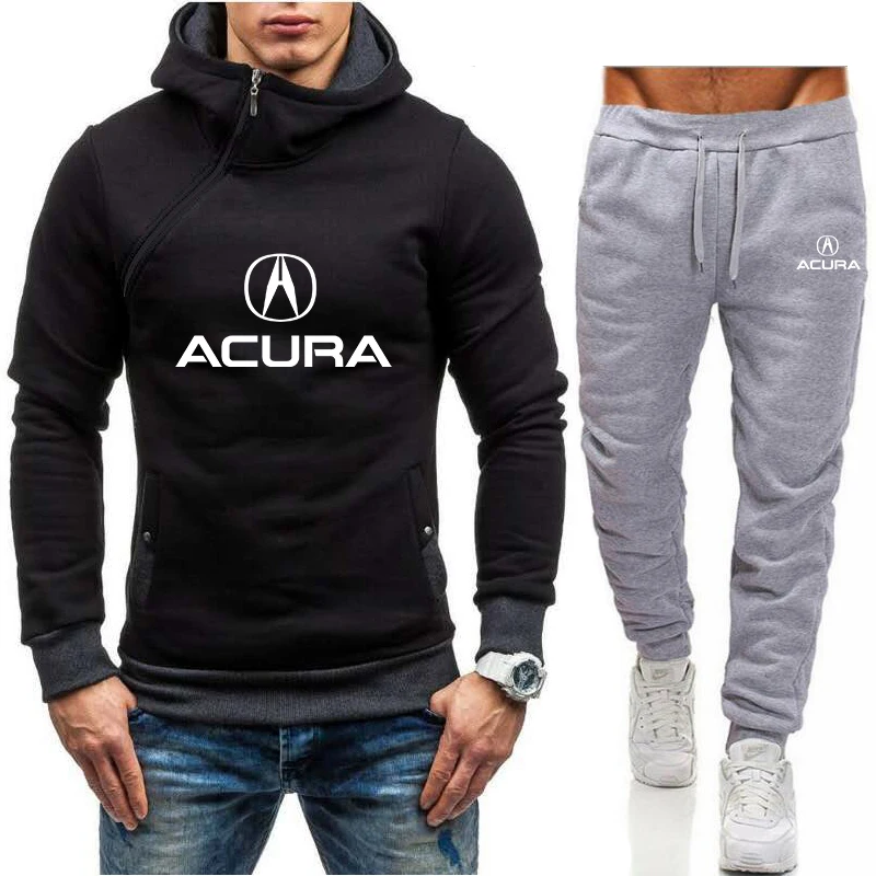 

ACURA car logo Men's Suit Oblique zipper Hoodie + Pants Harajuku Sportswear Casual Men/Women Training Sports Shirt