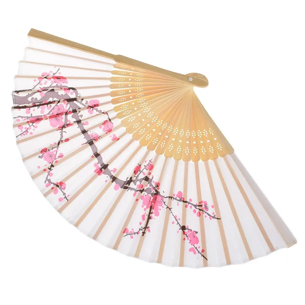 1 шт. шелковая ткань вишневый цвет Китайский складывающийся веер деревянный