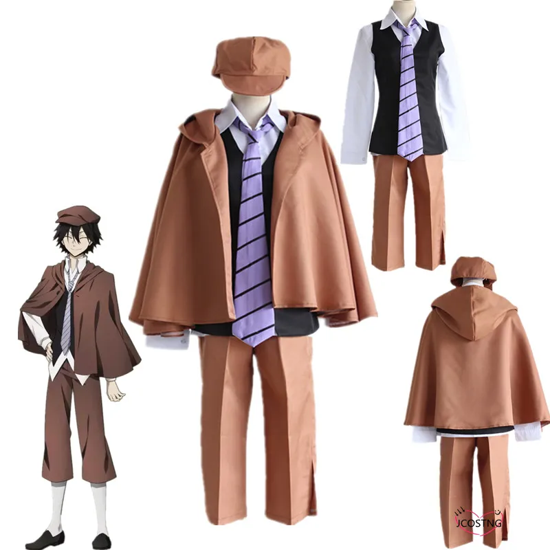 Костюм унисекс из аниме бродячие псы полный комплект рубашки и брюк шапки