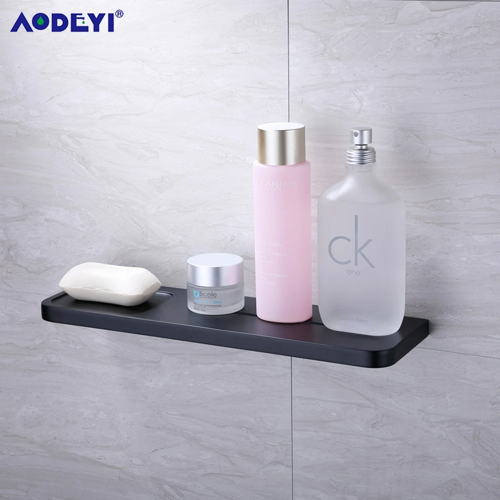 

Black Bathroom Shelves Soap Dish Shower Storage Rack Chrome Kitchen Wall Mounted Corner Basket Shampoo Toothbrush Cup Shelf