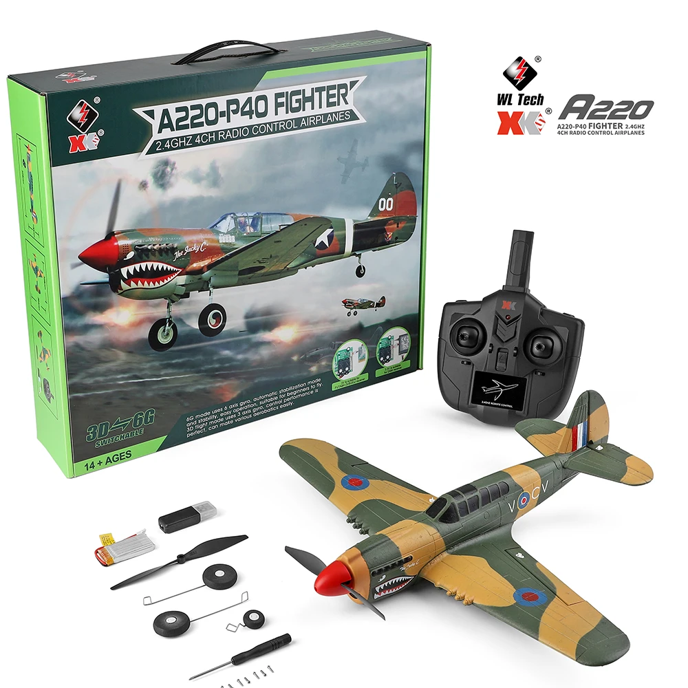2021 New Wltoys A220 RC Airplanes Four-Channel Like Real Machine P40 Fighter Remote Control Glider Unmanned Aircraft Outdoor Toy enlarge