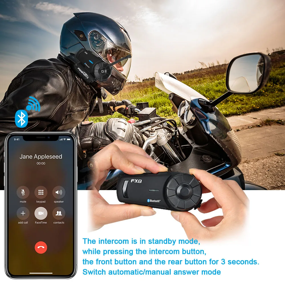 Fodsports 2 шт FX8 мотоциклетный шлем Bluetooth Интерком Мото шлем гарнитура 1000 м 8 Rider BT Intercomunicador FM