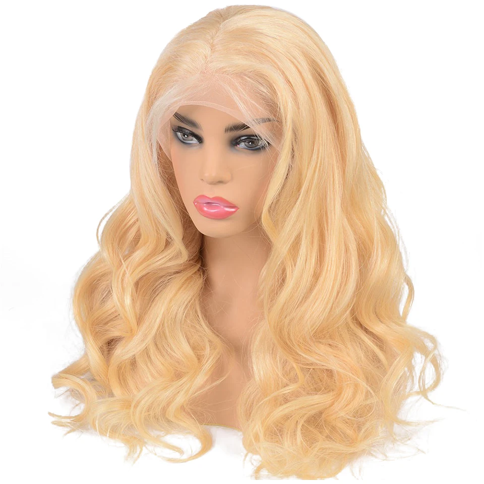 Malaysia Body Wave Wig Blonde 613 13x4 Transparent Lace Front Human Hair Glueless Pre Plucked Choshim Remy 150 Density | Шиньоны и
