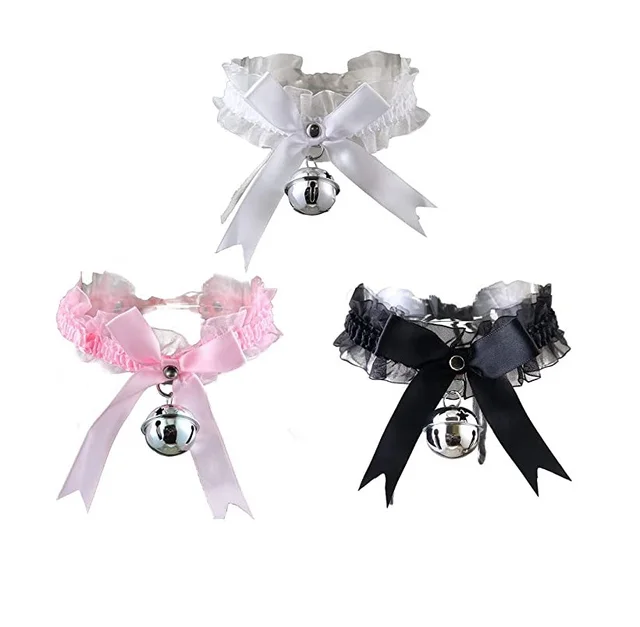 New Adjustable Lace Choker with Bell Sweet Cute Gothic Choker Necklaces Collar for Women Girls Detachable Cosplay Party Jewelry 1