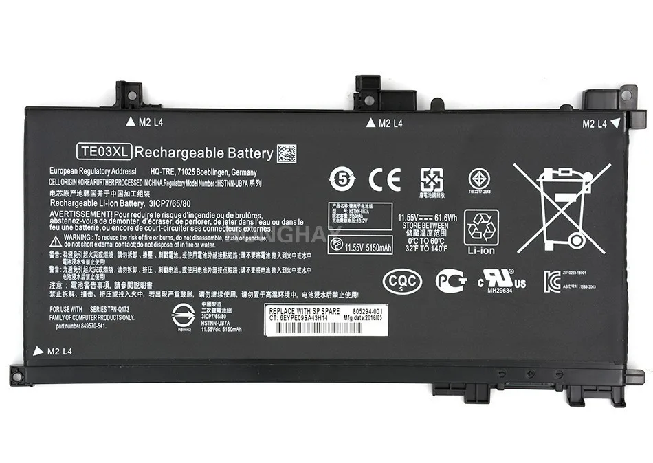 HONGHAY TE03XL аккумуляторная батареядля ноутбука hp двумя способами; женские 15 TPN-Q173 HSTNN-UB7A 15-bc011TX 15-bc012TX 15-bc013TX 15-bc014TX 15-bc015TX AX017TX