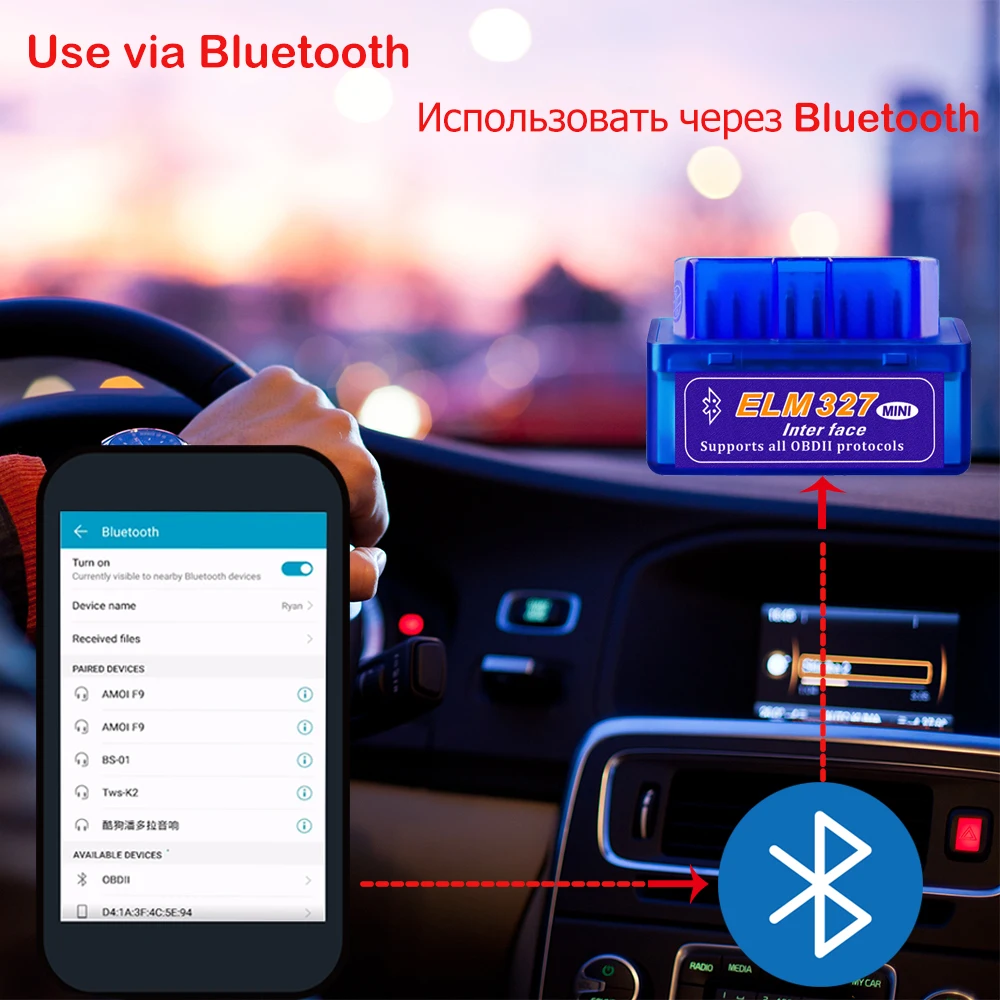 Автомобильный сканер ELM327 V1.5 ELM 327 Bluetooth OBD2 v1.5 Android автомобильный диагностический