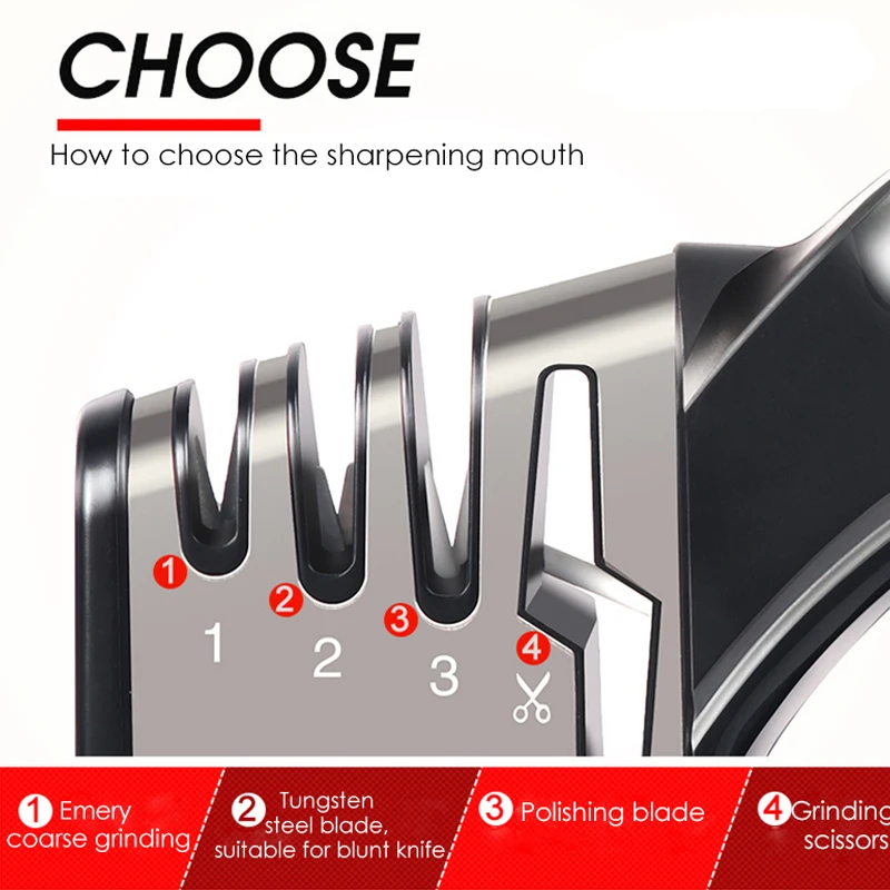 

4 in1 Kitchen Knives Grinder Diamond Ceramic Stone Professional New 4 Stages Sharpening Tools For Scissors Knife