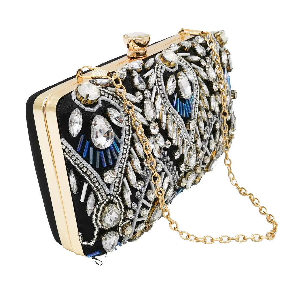 Boutique De FGG винтажные женские черные вечерние сумочки с бусинами и Свадебная Сумка