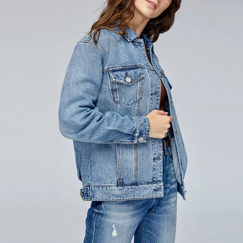 Куртка женская джинсовая с длинным рукавом модный ковбойский пиджак свободного