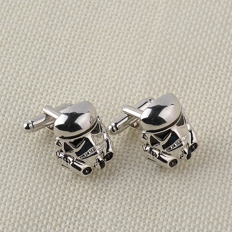 

Movie Jewelry Stormtrooper Cufflinks For Men Top Quality Silver Plated Cuff Links For Boyfriend Gifts