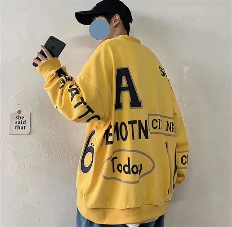 

Autumn Yellow Hoodies Women Cool Fashion Sweatshirts Black Hip Hop Men Male BF Fashion Black High Street Harajuku Hoodie Tops