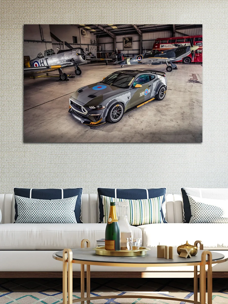 Cool sport car mustang gt eagle squadron rtr angar posters on the wall picture home living room decoration for bedroom KH942 |