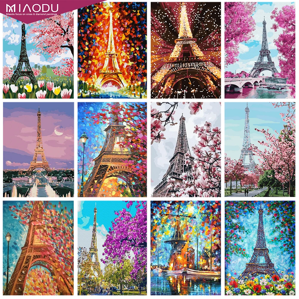 Алмазная 5D картина Парижская железная башня и цветы алмазная вышивка наборы для