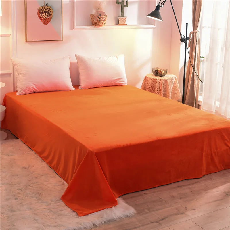 Crystal Velvet Warm Flannel Bed Sheet Fleece for Winter Single Product Soft Flat Twin Full Queen size Linen Sheets #s | Дом и сад