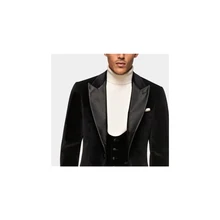 2022 chegada nova alta qualidade pico de lapela ternos pretos feitos sob encomenda dos homens dois botões moda na moda usar blazer 3 peças magro (4)