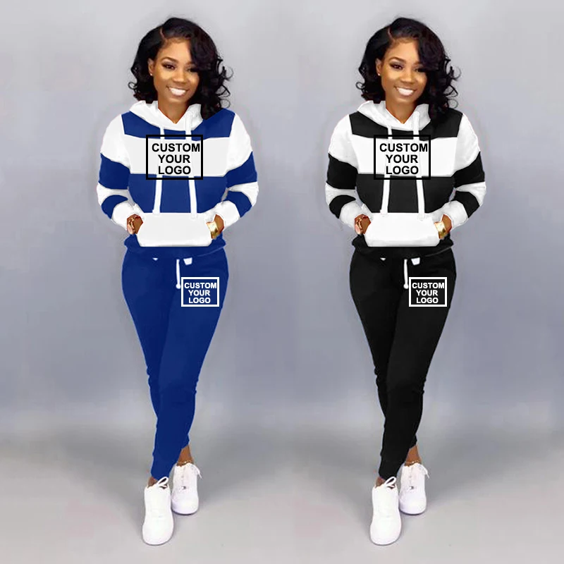 

Custom Your Logo Tracksuit Women Spring Autumn Casual Two Piece Set Pullover Hoodies+Pants Female Outfits Sportsuit for Women