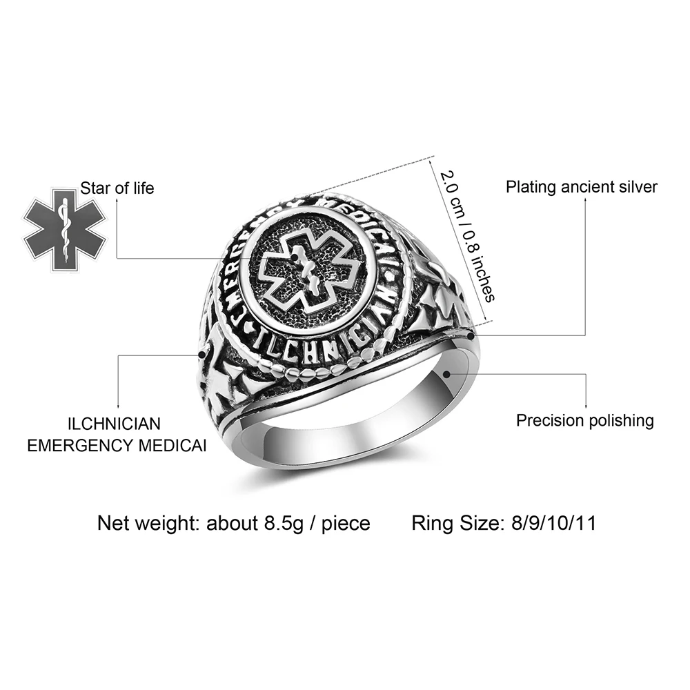 Винтажные кольца &quotЗвезда жизни&quot для мужчин специальный символ доктор