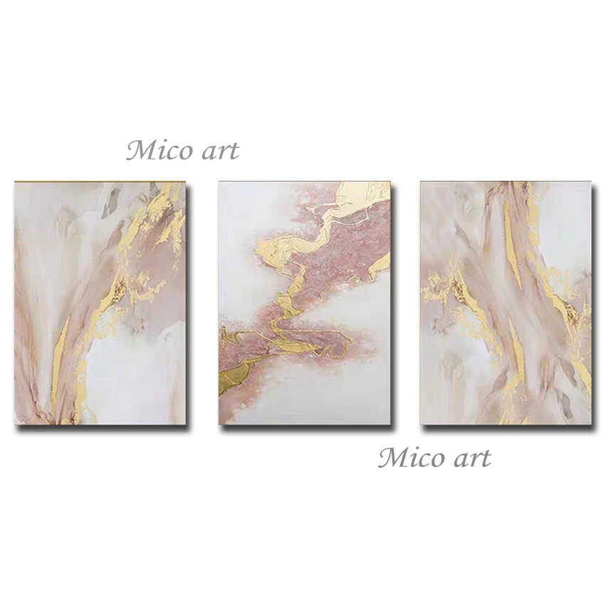 3 комбинированных панели холст настенная живопись ручная роспись современная