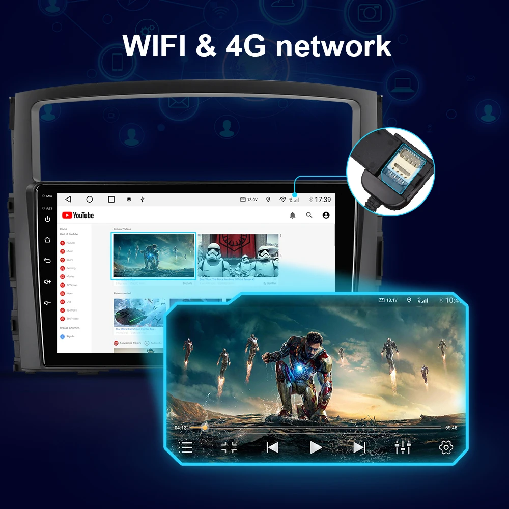 $74.37 EBILAEN Multimedia Car Radio For Mitsubishi Pajero 4 V80 V90 2006-2014 Android 10.0 GPS Navigation Wireless Carplay QLED Camera